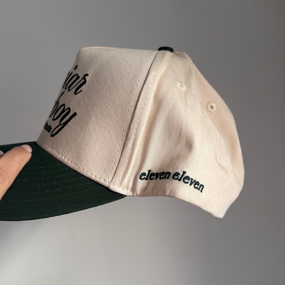 Eleven Eleven CAVIAR COWBOY CAP IN BEIGE & FOREST GREEN - Picture 5 of 8